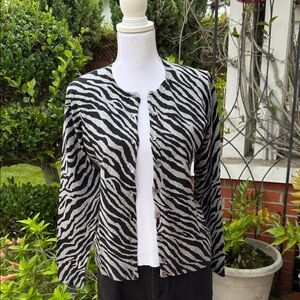 Karen Scott Gray Tiger Print Cardigan Sweater